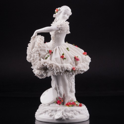 Неаполитанский танец, танцовщица с бубном, кружевная, Sitzendorf, Германия, пер. пол. 20 в