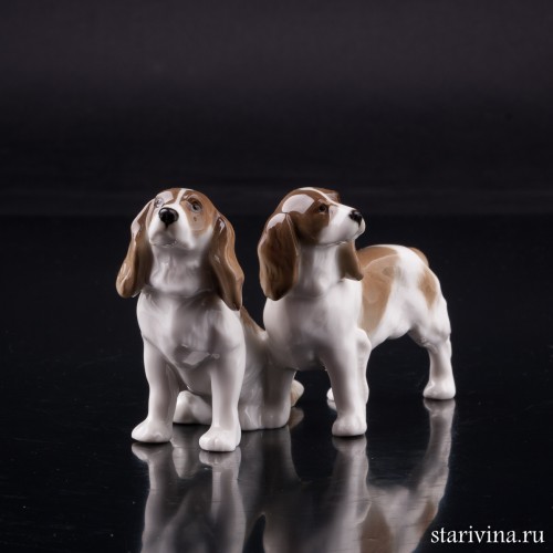 Два спаниеля, миниатюра, Hutschenreuther, Германия