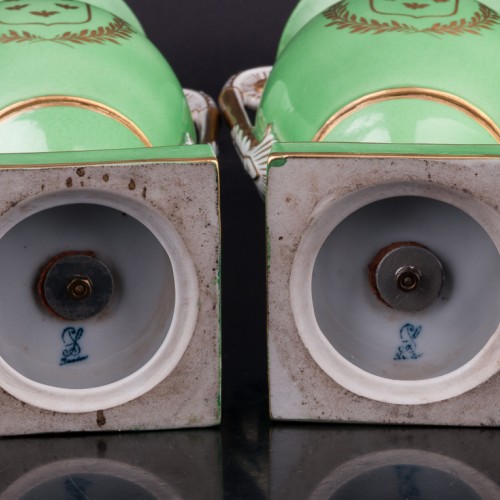 Две парные зеленые вазы с цветами, Carl Thieme, Германия, пер. пол. 20 в