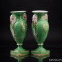 Две парные зеленые вазы с цветами, Carl Thieme, Германия, пер. пол. 20 в