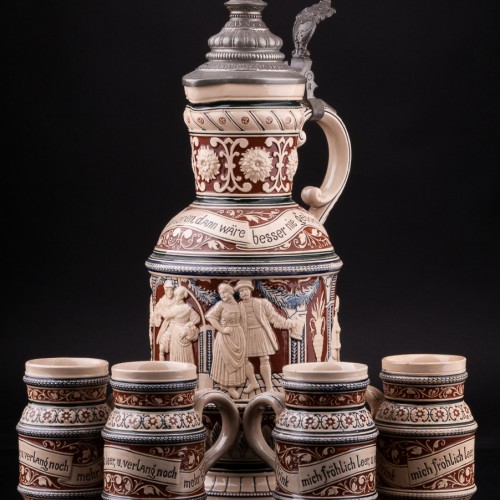 Кувшин с 4 кружками, Reinhold Merkelbach, Германия, 1890-1900 гг