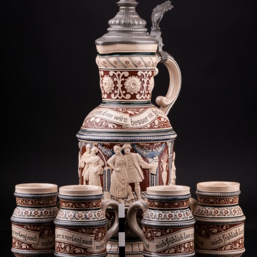 Кувшин с 4 кружками, Reinhold Merkelbach, Германия, 1890-1900 гг