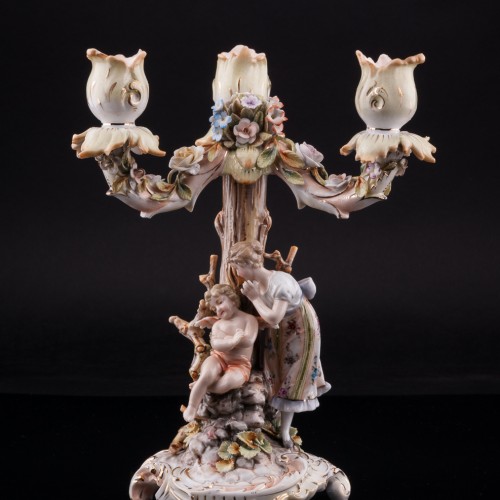 Канделябр Девушка и ангелочек, Volkstedt, Германия, кон. 19 в