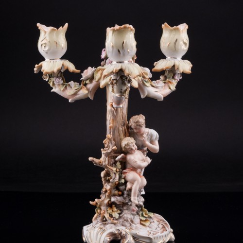 Канделябр Девушка и ангелочек, Volkstedt, Германия, кон. 19 в