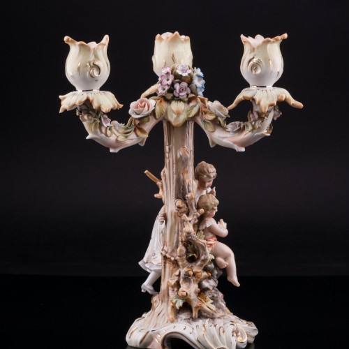 Канделябр Девушка и ангелочек, Volkstedt, Германия, кон. 19 в