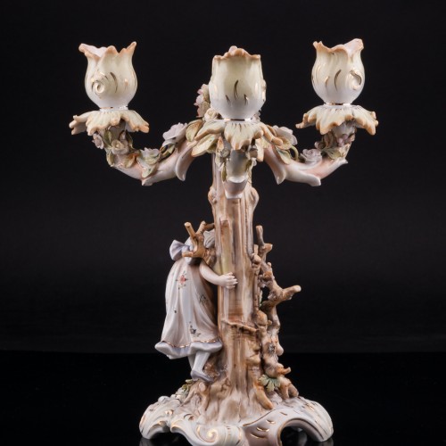 Канделябр Девушка и ангелочек, Volkstedt, Германия, кон. 19 в