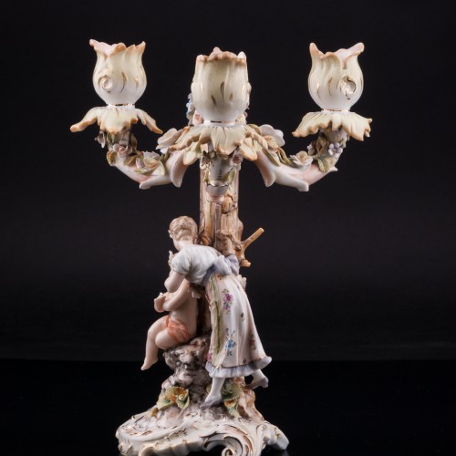 Канделябр Девушка и ангелочек, Volkstedt, Германия, кон. 19 в