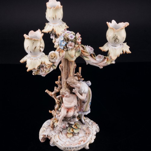 Канделябр Девушка и ангелочек, Volkstedt, Германия, кон. 19 в