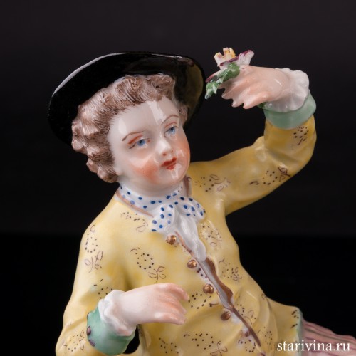 Дети с овечкой и птичьей клеткой, настольная лампа, Carl Thieme, Германия, нач. 20 в