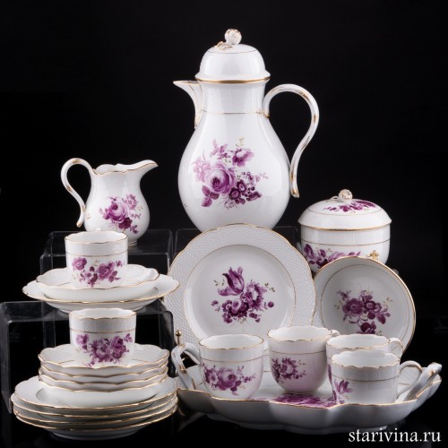 Кофейный сервиз на 6 персон, 22 предмета, Meissen, Германия, пер. пол. 20 в