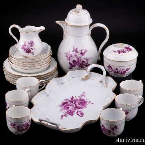 Кофейный сервиз на 6 персон, 22 предмета, Meissen, Германия, пер. пол. 20 в