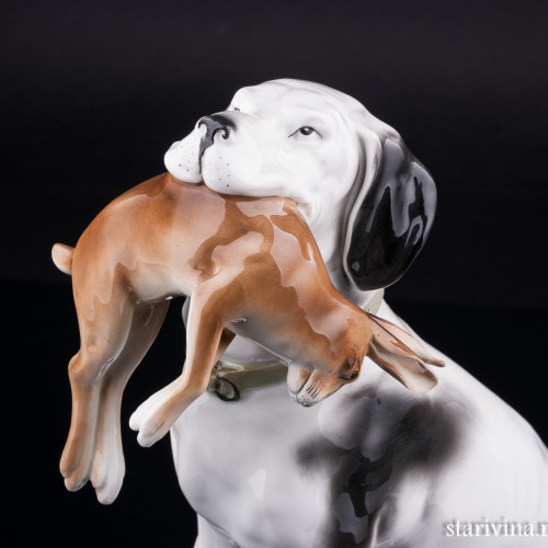 Пойнтер с зайцем, Дрезден, Германия, нач. 20 в