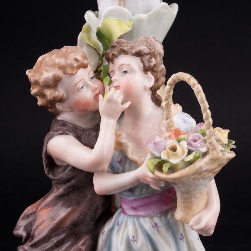 Дети с корзиной цветов, подсвечник, Von Schierholz, Германия, пер. пол. 20 в