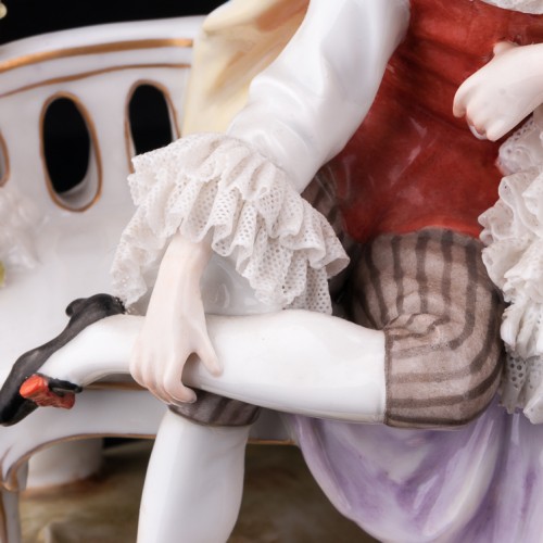 Романтическая пара на скамейке, кружевная, E. A. Muller, Германия, нач. 20 в