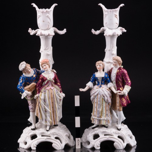 Два подсвечника Пары на променаде, E. A. Muller, Германия, кон. 19 в