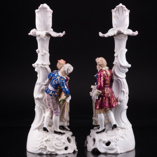 Два подсвечника Пары на променаде, E. A. Muller, Германия, кон. 19 в