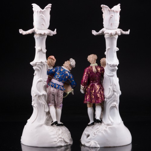 Два подсвечника Пары на променаде, E. A. Muller, Германия, кон. 19 в