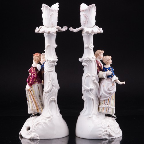 Два подсвечника Пары на променаде, E. A. Muller, Германия, кон. 19 в