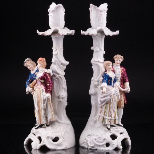Два подсвечника Пары на променаде, E. A. Muller, Германия, кон. 19 в