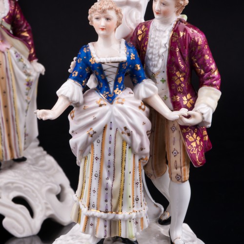 Два подсвечника Пары на променаде, E. A. Muller, Германия, кон. 19 в