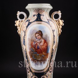 Фарфоровая Декоративная ваза с портретом девушки, Франция, 19 в.