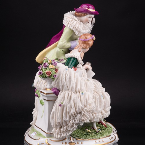 Фарфоровая статуэтка Урок музыки, кружевная Unterweissbach, Германия, сер. 20 в.