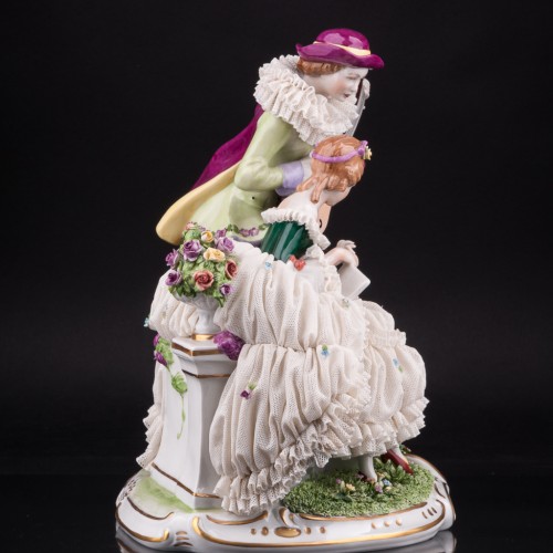 Фарфоровая статуэтка Урок музыки, кружевная Unterweissbach, Германия, сер. 20 в.