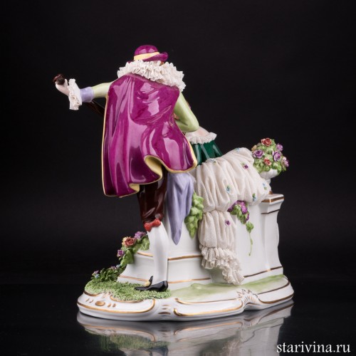 Фарфоровая статуэтка Урок музыки, кружевная Unterweissbach, Германия, сер. 20 в.