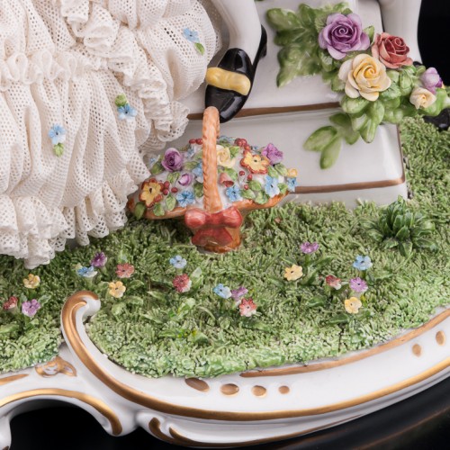 Фарфоровая статуэтка Урок музыки, кружевная Unterweissbach, Германия, сер. 20 в.