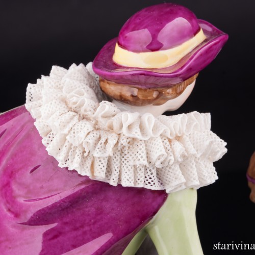 Фарфоровая статуэтка Урок музыки, кружевная Unterweissbach, Германия, сер. 20 в.