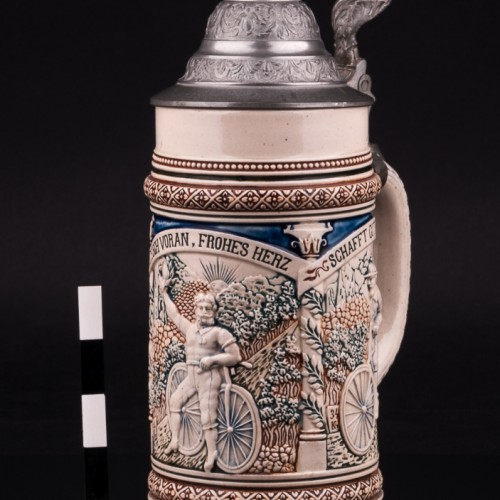 Пивная кружка с велосипедной тематикой, 0,5 л, Reinhold Merkelbach, Германия, 1890-1910 гг