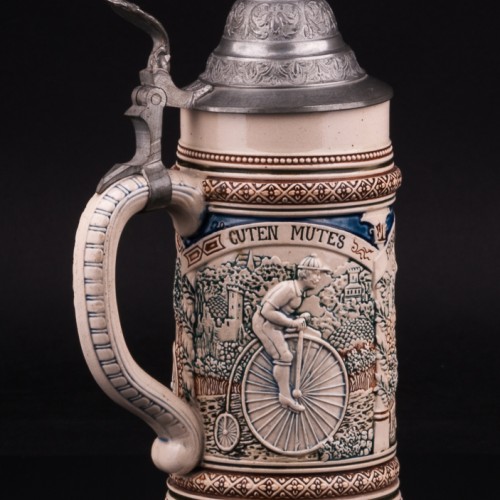 Пивная кружка с велосипедной тематикой, 0,5 л, Reinhold Merkelbach, Германия, 1890-1910 гг