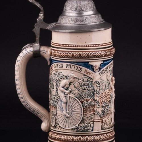 Пивная кружка с велосипедной тематикой, 0,5 л, Reinhold Merkelbach, Германия, 1890-1910 гг