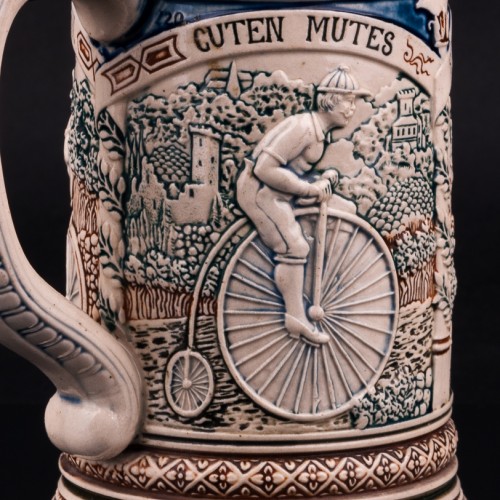Пивная кружка с велосипедной тематикой, 0,5 л, Reinhold Merkelbach, Германия, 1890-1910 гг