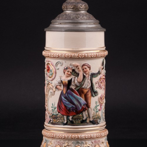 Пивная кружка Танцующая пара, 0,5 л, Reinhold Hanke, Германия, кон. 19 - нач. 20 вв