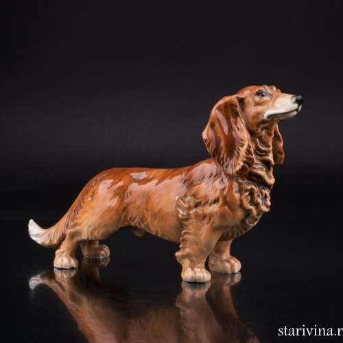 Фарфоровая статуэка собаки Длинношерстная такса, Karl Ens, Германия, 1920-30 гг.