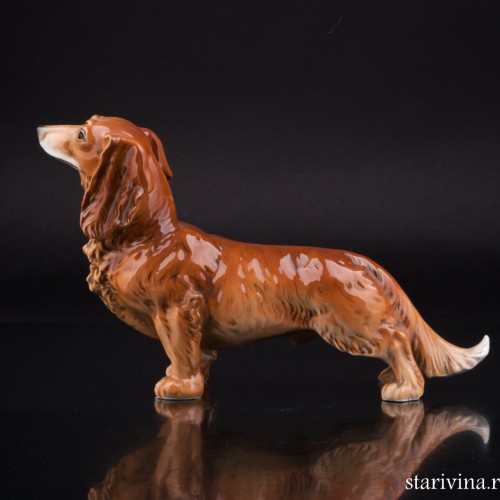 Фарфоровая статуэка собаки Длинношерстная такса, Karl Ens, Германия, 1920-30 гг.