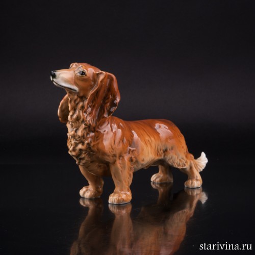 Фарфоровая статуэка собаки Длинношерстная такса, Karl Ens, Германия, 1920-30 гг.