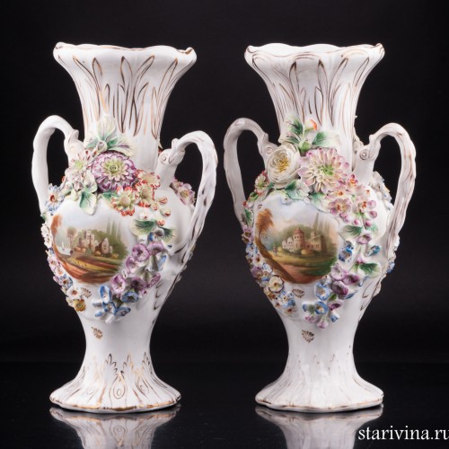 Две декоративные вазы, Coalport, Великобритания, кон. 19 - нач. 20 вв