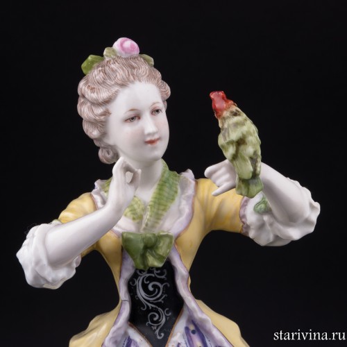 Девушка с попугаем, Karl Ens, Германия, нач. 20 в