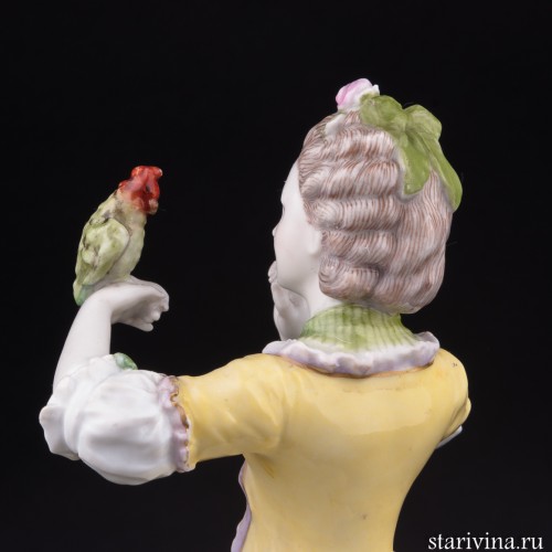 Девушка с попугаем, Karl Ens, Германия, нач. 20 в