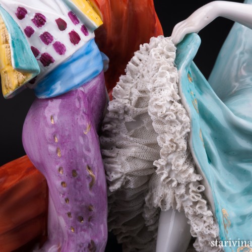 Статуэтка танцовщицы из фарфора Испанский танец, кружевная, Volkstedt, Германия, до 1935 г.