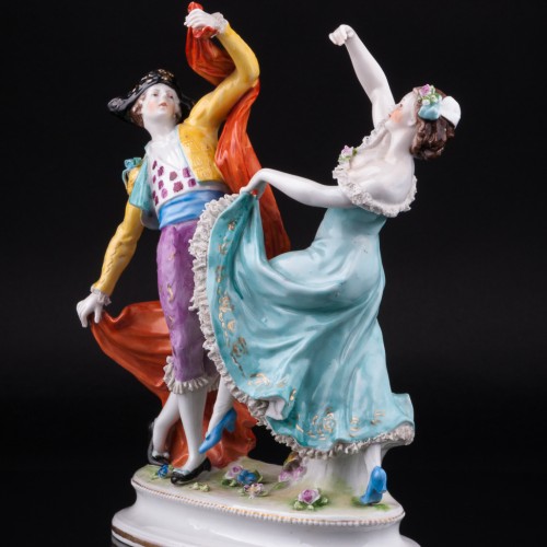 Статуэтка танцовщицы из фарфора Испанский танец, кружевная, Volkstedt, Германия, до 1935 г.