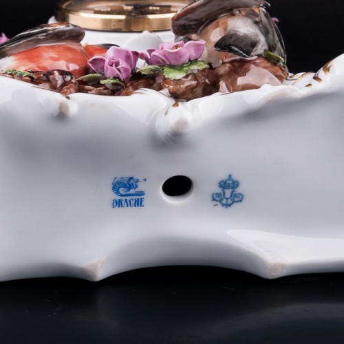 Фарфоровые часы Три птицы, Unterweissbach, Германия, 1990 гг