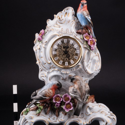 Фарфоровые часы Три птицы, Unterweissbach, Германия, 1990 гг