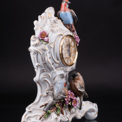 Фарфоровые часы Три птицы, Unterweissbach, Германия, 1990 гг