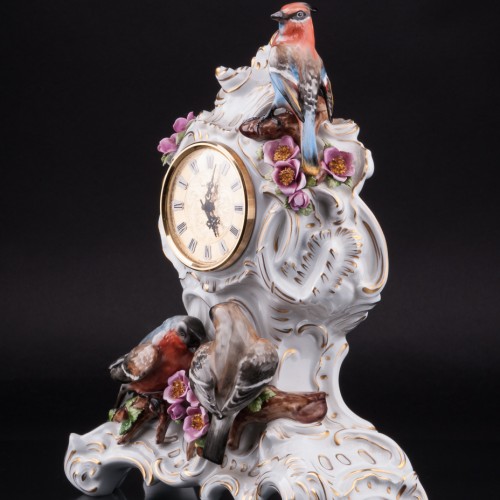 Фарфоровые часы Три птицы, Unterweissbach, Германия, 1990 гг
