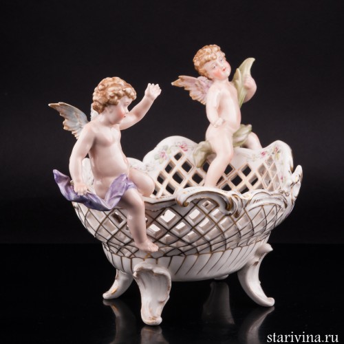 Фруктовница Два ангелочка, Sitzendorf, Германия, 1880-1906 гг