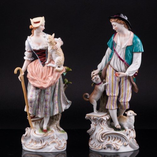 Пастушки с собакой и овечками, Volkstedt, Германия, 1915-36 гг