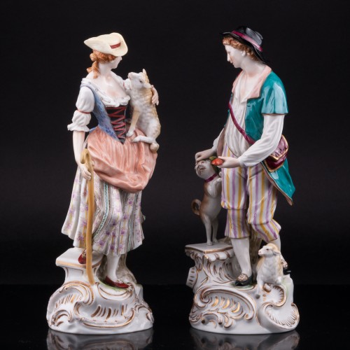 Пастушки с собакой и овечками, Volkstedt, Германия, 1915-36 гг